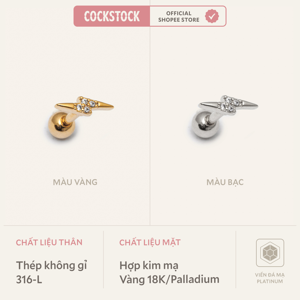 Khuyên tai 4 Diamonds Lightning Earring Cockstock