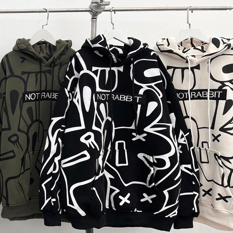 Áo hoodie nỉ Thỏ style dáng rộng form unisex dành cho nam và nữ