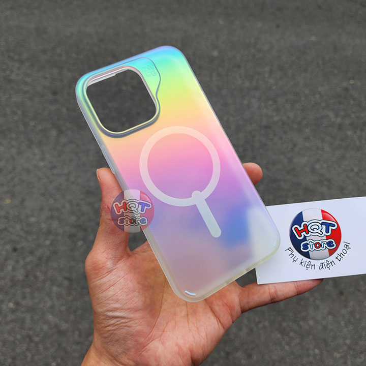 Ốp lưng kháng khuẩn ZAGG Iridescent Anti-Microbial MS Case IP 15 Pro Max / 15 Pro đa sắc đổi màu hỗ trợ sạc không dây