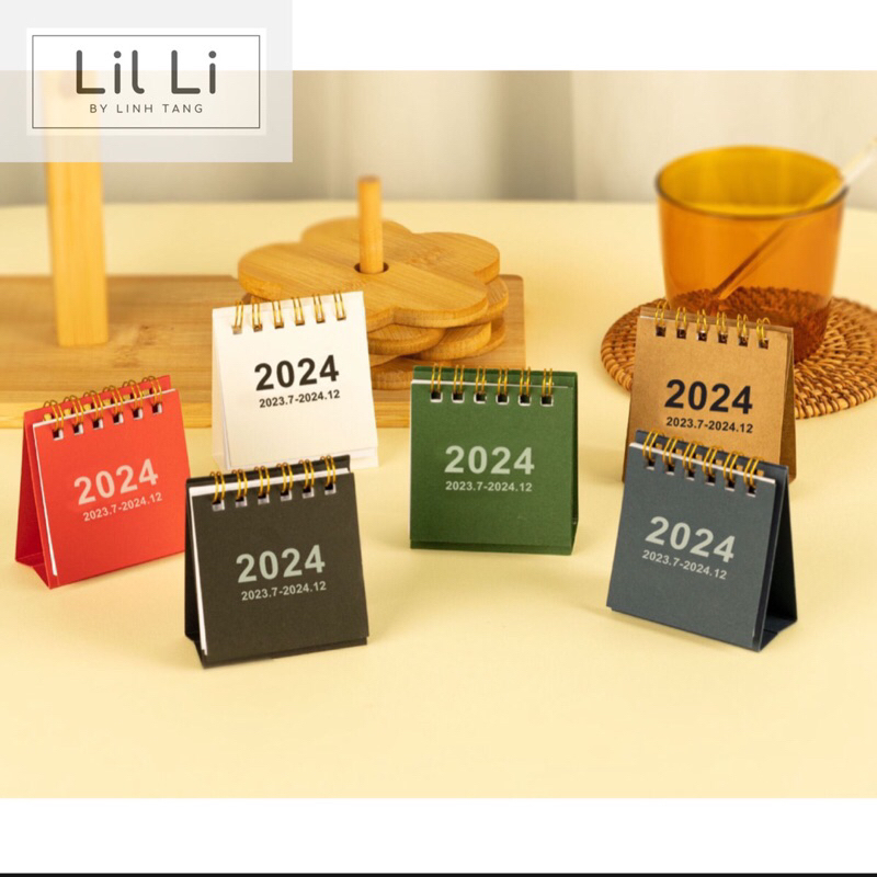 Lịch để bàn mini 2024 dễ thương kiểu dáng vintage