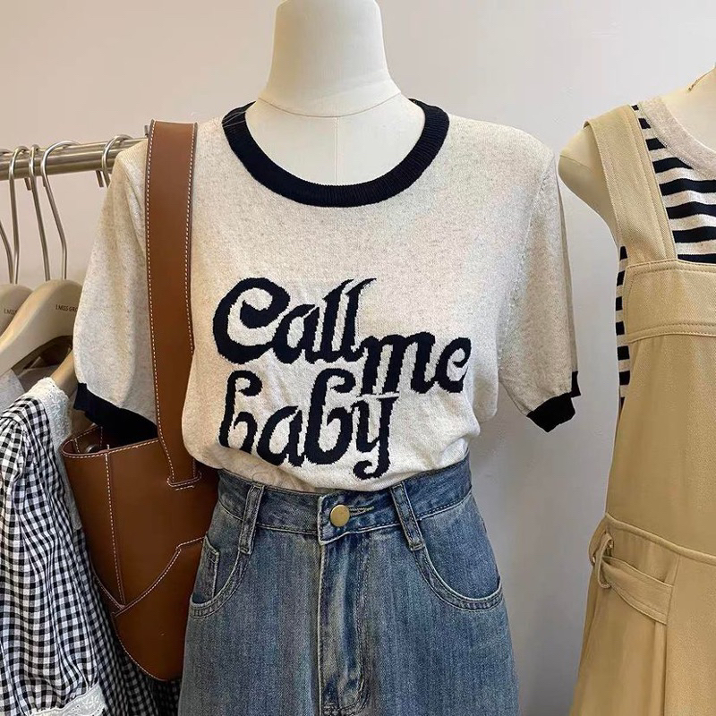 Áo len thêu chữ 8198