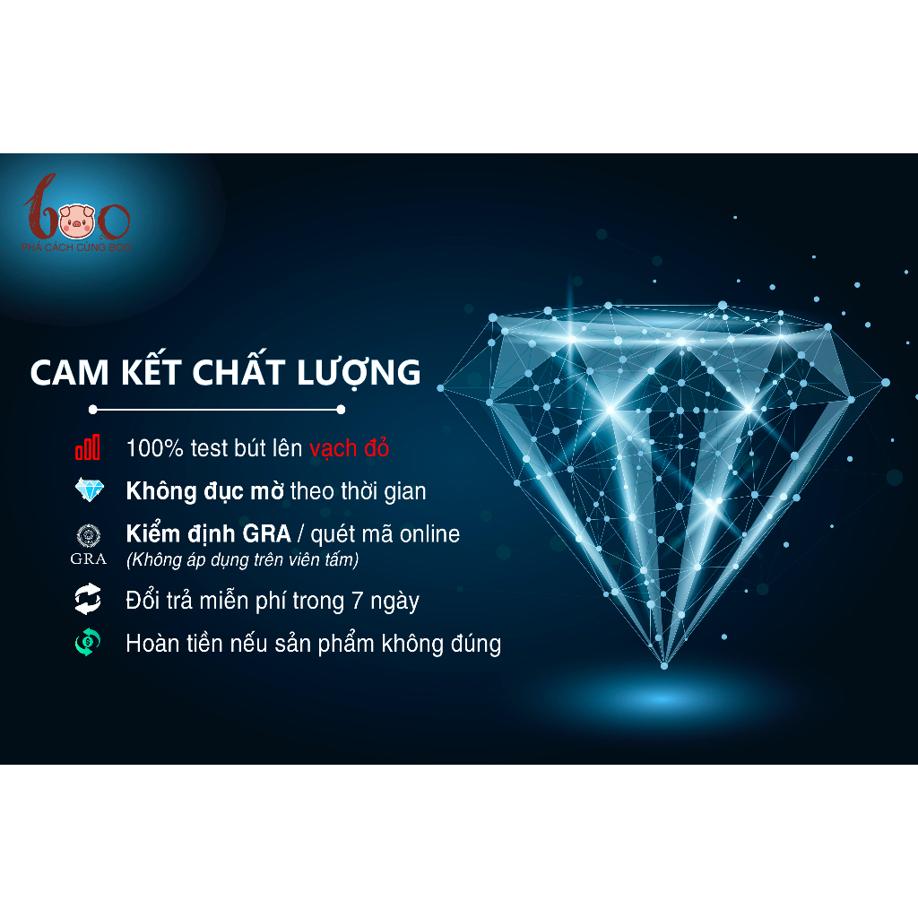 Kim cương Moissanite Vàng Champ giác hoa cúc , độ sạch FL Thử bút lên vạch đỏ Kèm Kiểm Định GRA