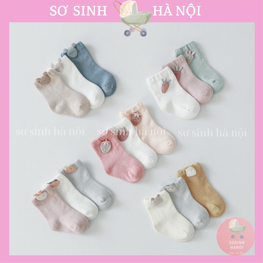 Set Tất Hàn 3 Đôi Bé Trai Bé Gái Từ 0 - 3 Tuổi