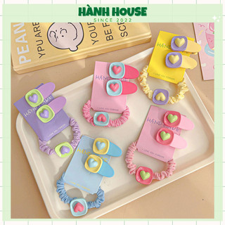 Set phụ kiện kẹp tóc 3 món hình trái tim siêu cute