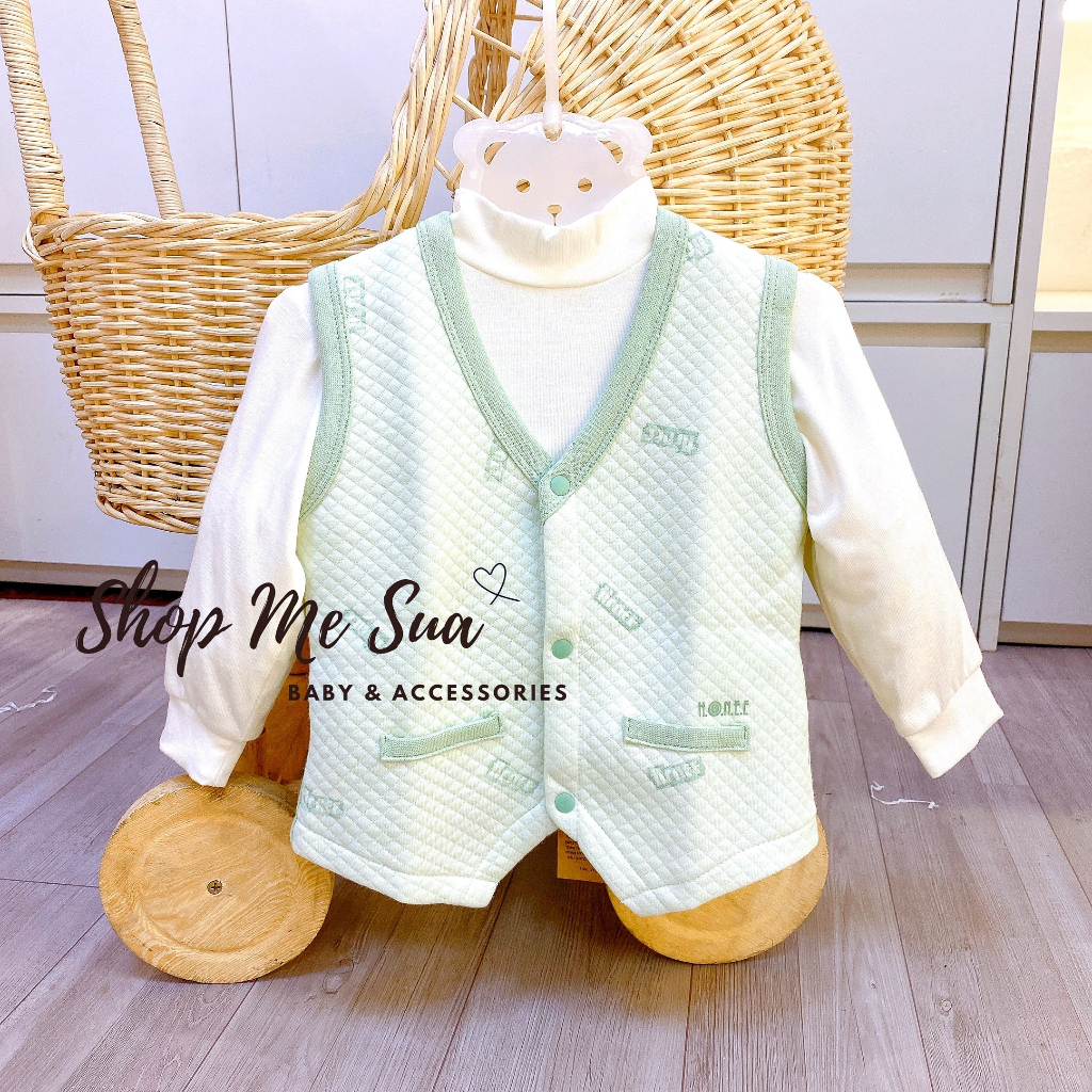 HRNEE Áo gile cài thẳng trần bông cho bé 6-24 tháng