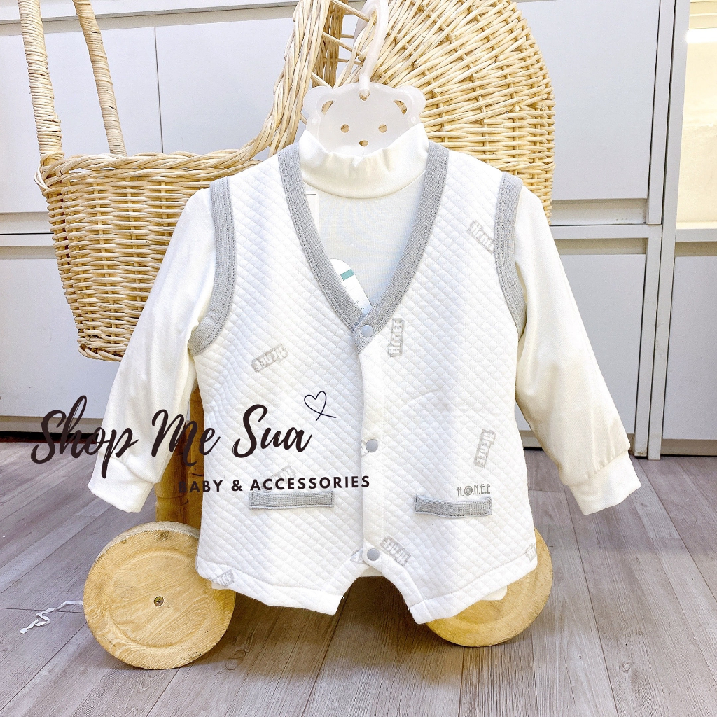 HRNEE Áo gile cài thẳng trần bông cho bé 6-24 tháng