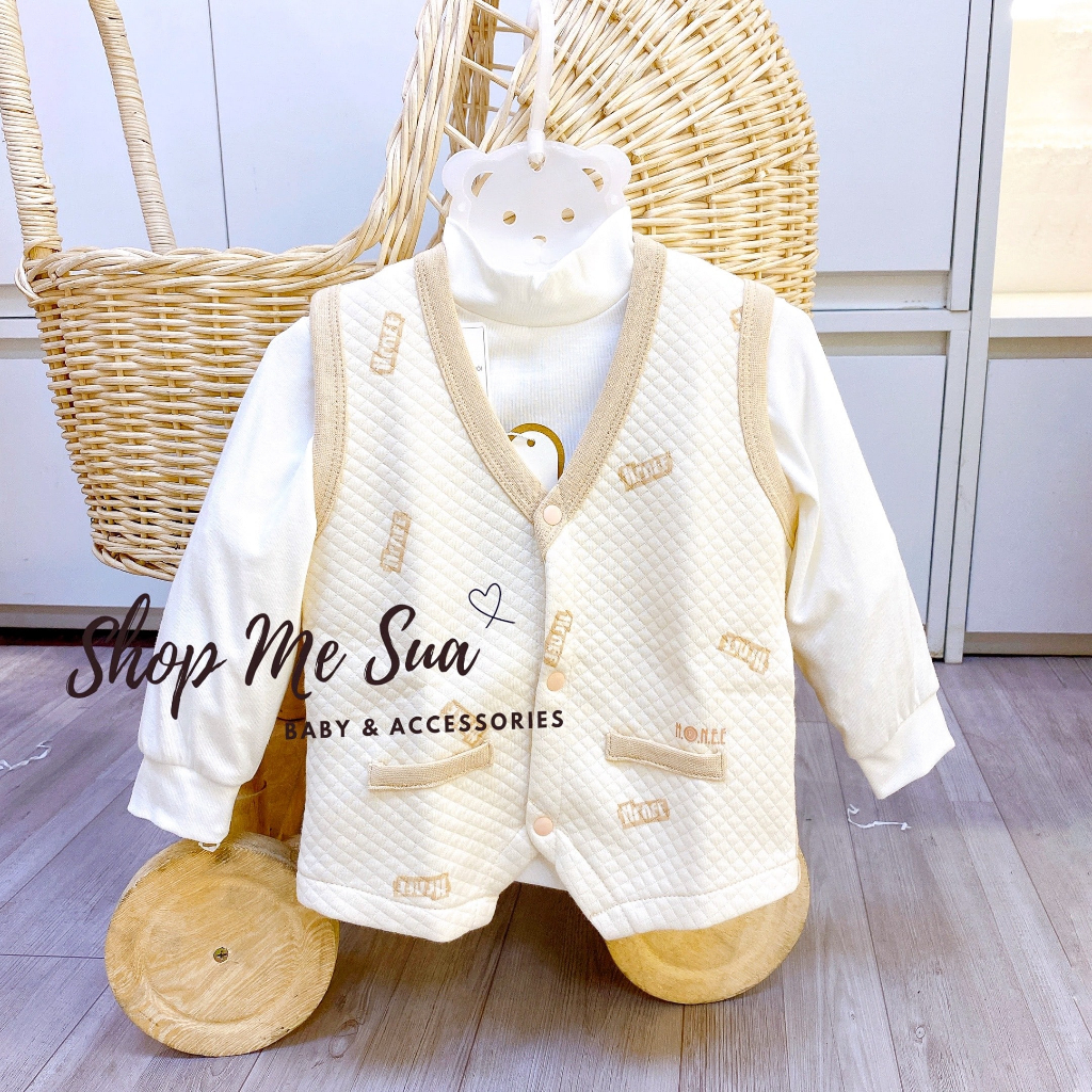 HRNEE Áo gile cài thẳng trần bông cho bé 6-24 tháng