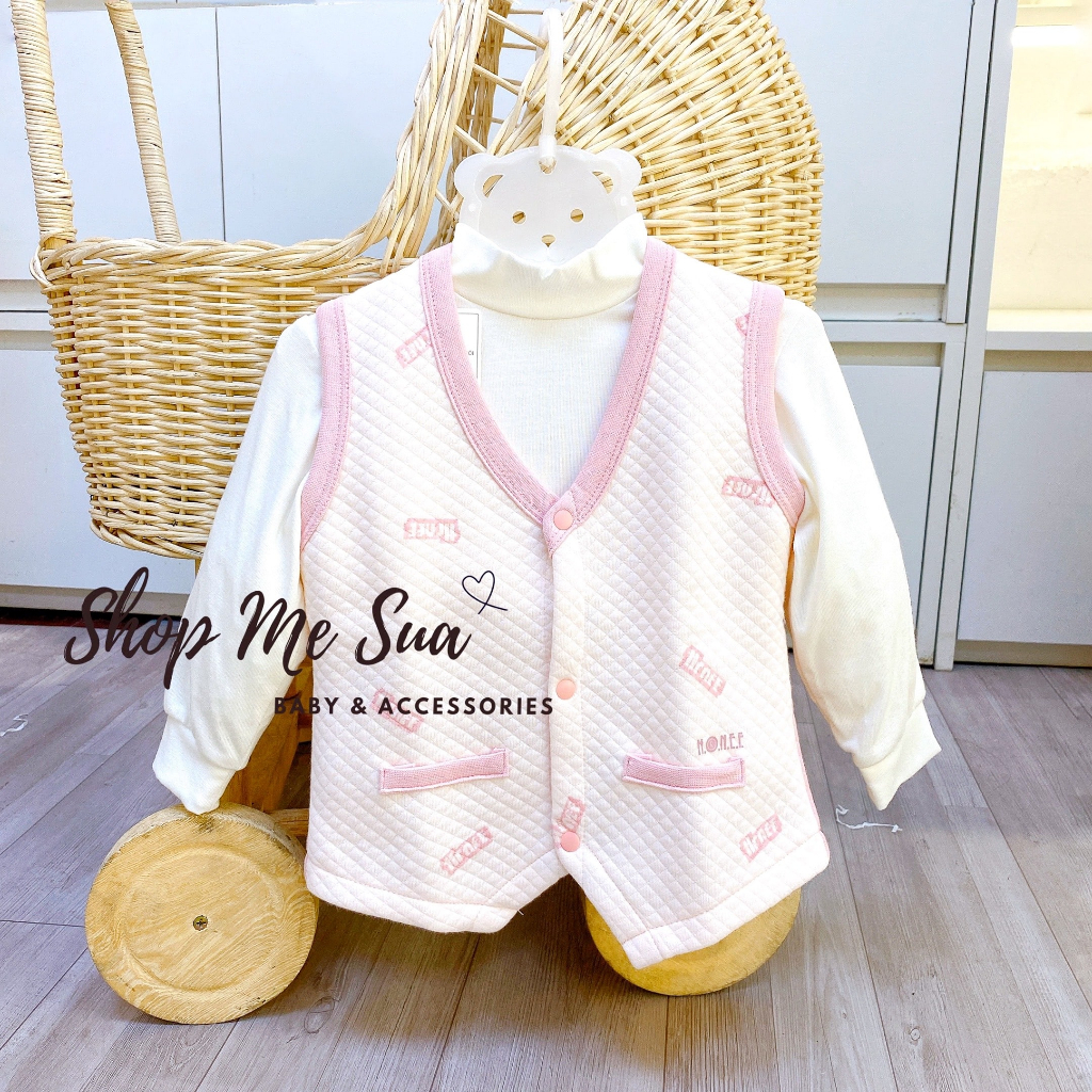 HRNEE Áo gile cài thẳng trần bông cho bé 6-24 tháng