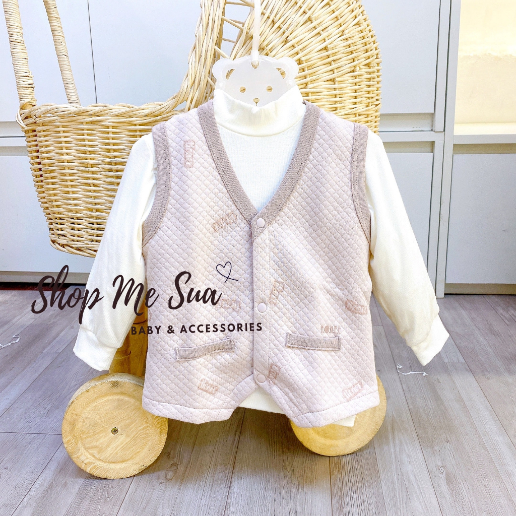 HRNEE Áo gile cài thẳng trần bông cho bé 6-24 tháng