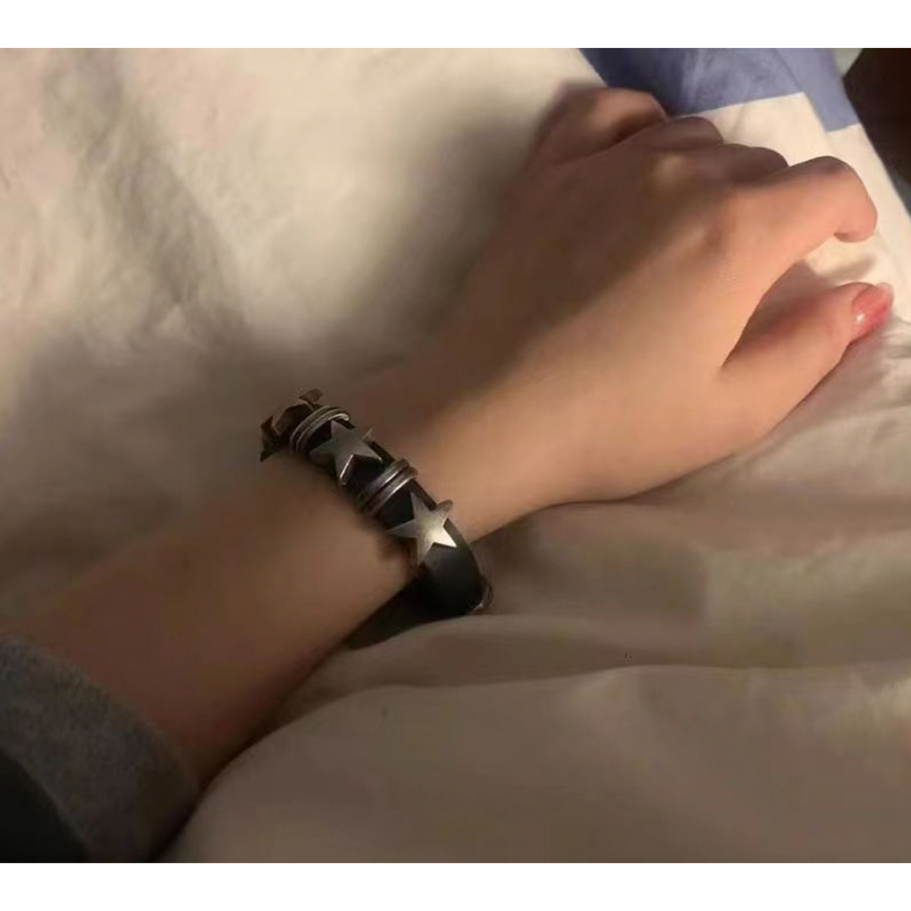 SET VÒNG TAY DA PU UNISEX CÁ TÍNH NGẦU HÀN NAM NỮ Y2K EGIRL PUNK GRUNGE AESTHETIC NGÔI SAO