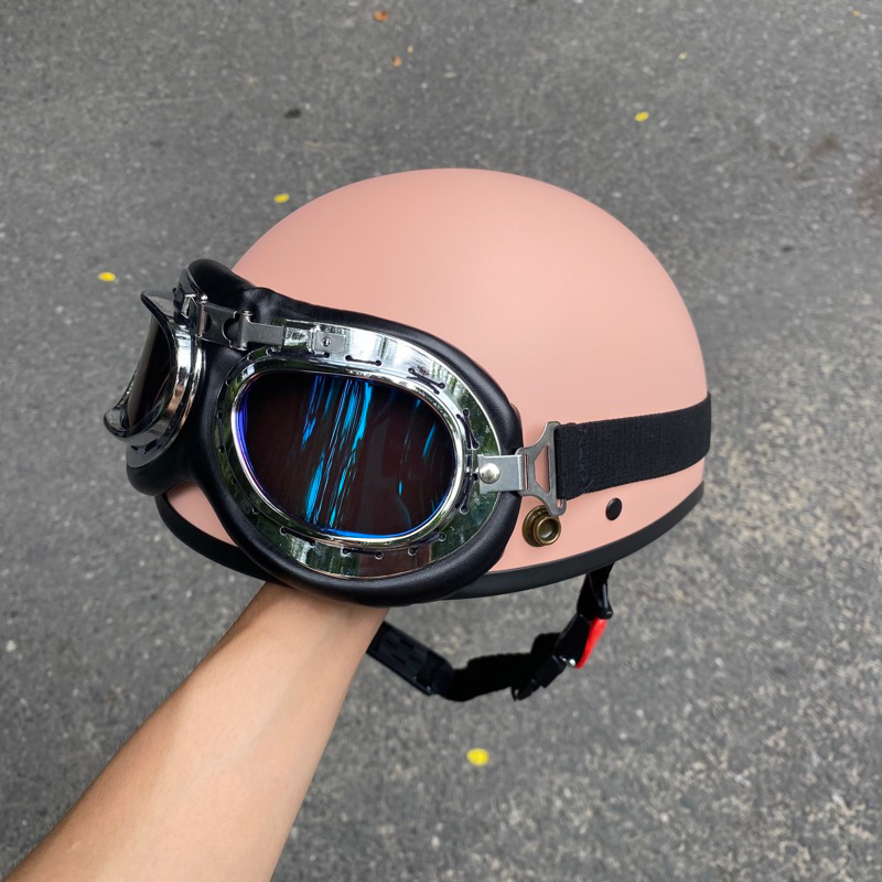 Mũ bảo hiểm nửa đầu nón 1/2 màu trơn freesize vòng đầu 54-59cm đủ màu