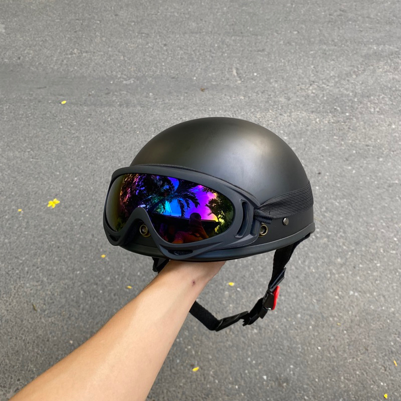 Mũ bảo hiểm nửa đầu nón 1/2 màu trơn freesize vòng đầu 54-59cm đủ màu