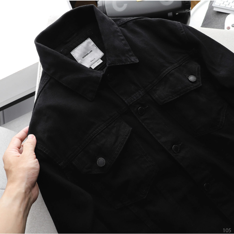 Áo khoác nam jeans ICONDENIM Regular Fit Black Wash chất denim dày dặn dáng regular thoải mái - AKID0105