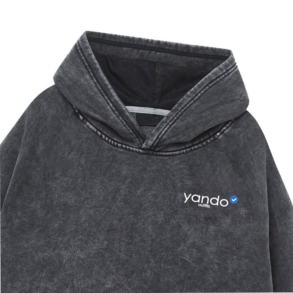 Áo Hoodie YANDO Wash P032 Thun Cotton French Terry Stay Strong 350GSM Local Brand