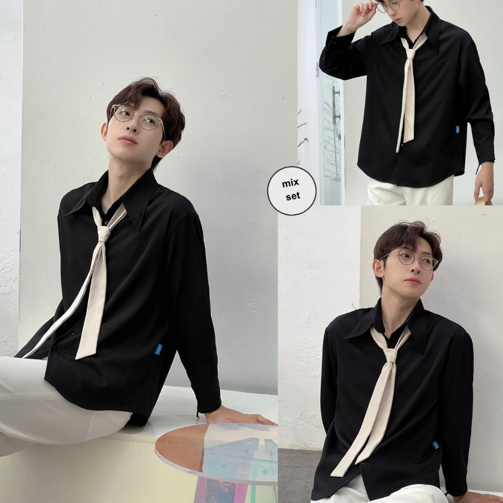 Áo Sơ Mi Trắng Nam Form Rộng Dài Tay MANDO Cao Cấp Phong Cách Hàn Quốc Thời Trang Nam MANDO Tặng Cà Vạt -SHT025-SHT026