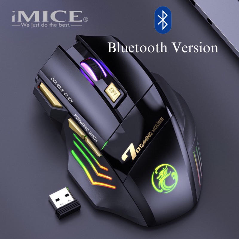 GW-X7 IMICE chuột không dây, Bluetooth RGB 7 nút 2.4GHz có thể sạc lại cho game thủ máy tính máy tính xách tay, Apple