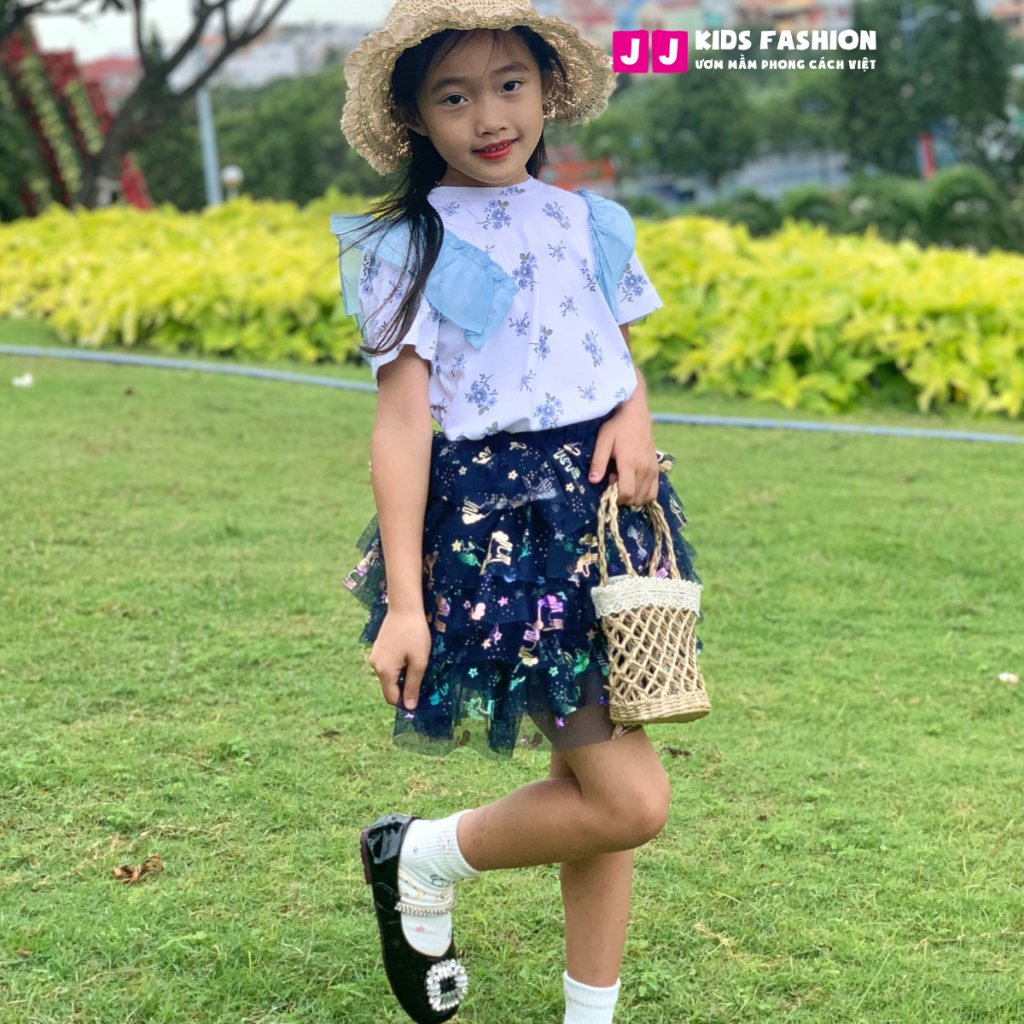 Chân váy công chúa xòe 03 tầng voan lưới cho bé gái dễ thương | JJ Kids Fashion