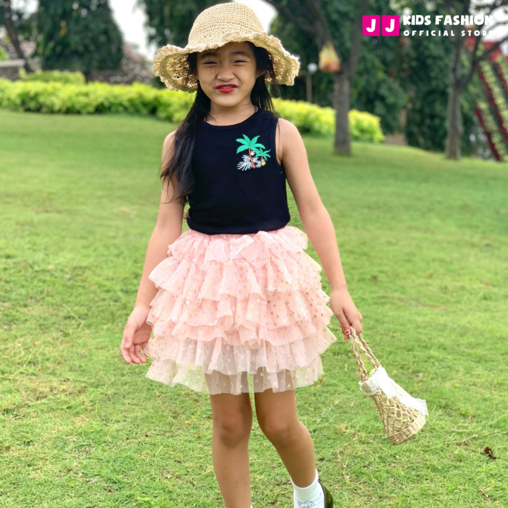 Chân váy công chúa xòe 03 tầng voan lưới cho bé gái dễ thương | JJ Kids Fashion