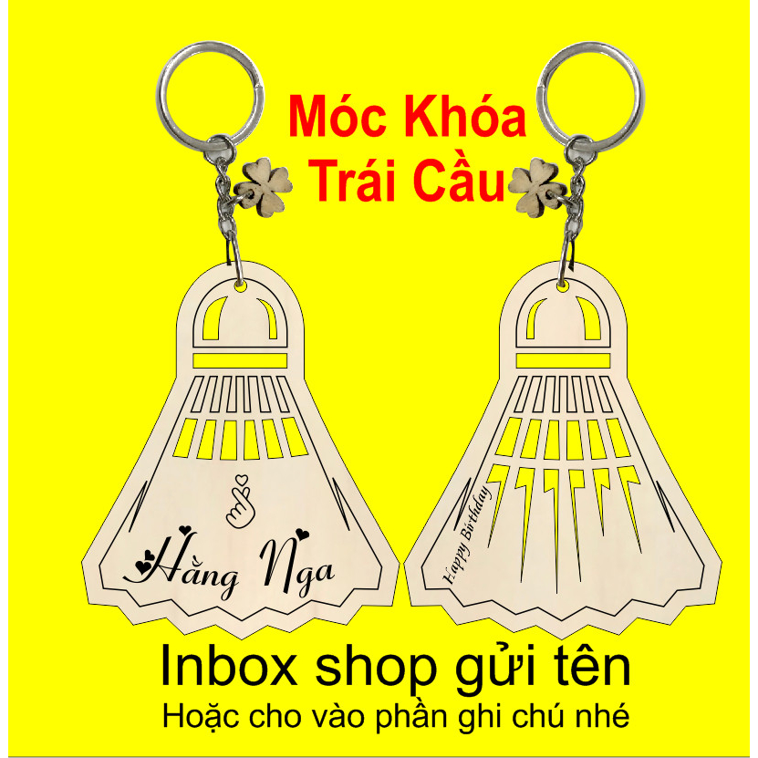 Móc khóa trái Cầu Lông Khắc Tên