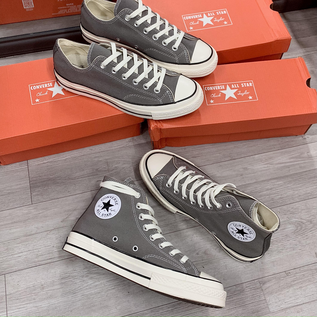 Giày conve 70s chuck talor xám loại cổ cao và thấp, giày cv 70s good quality - full box, ảnh thật