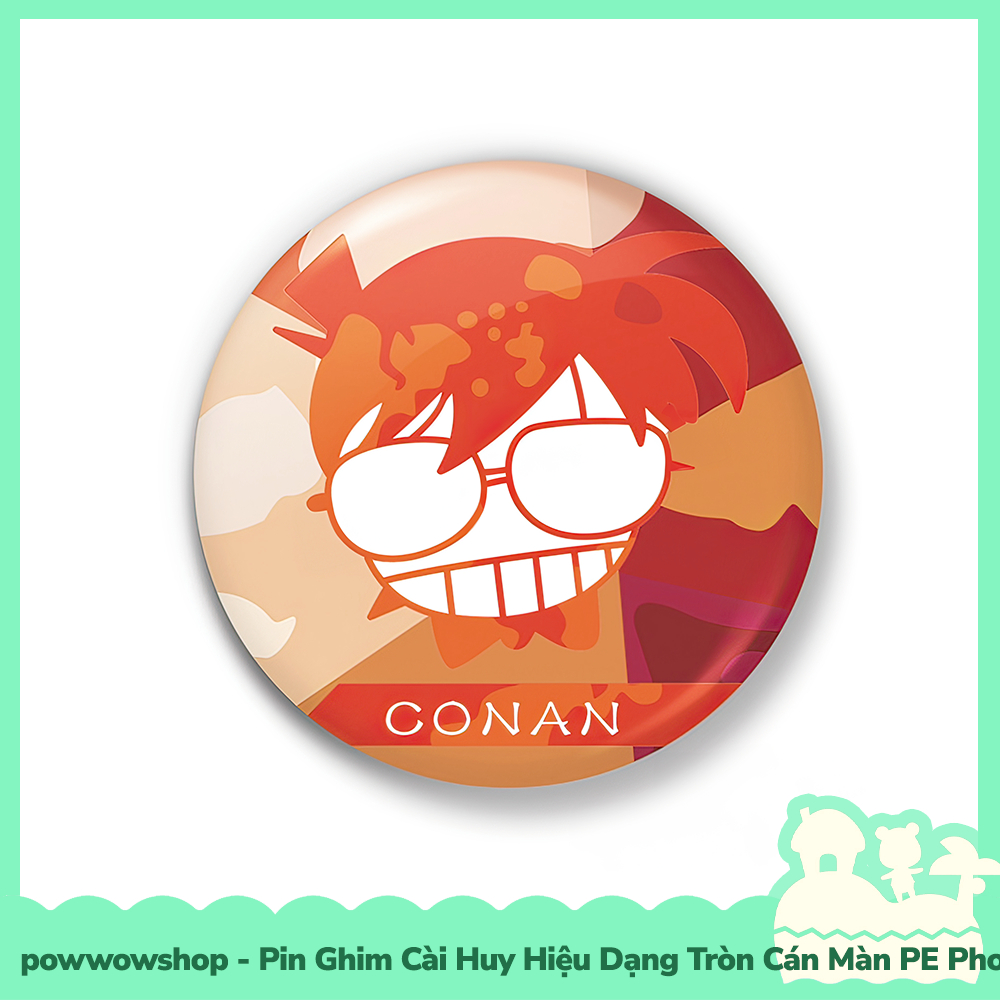 Huy Hiệu Pin Ghim Dạng Tròn 58mm Cài Áo / Túi / Balo Màn PE Anime Manga Conan Iconic