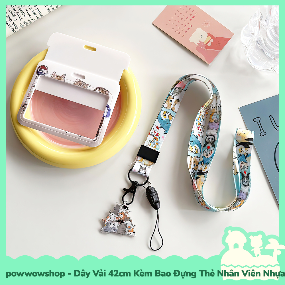 Dây Đeo Kèm Bao Đựng Thẻ Nhân Viên Ngang Nhựa ABS Phong Cách Nhân Vật Hoạt Hình Funny Cat School