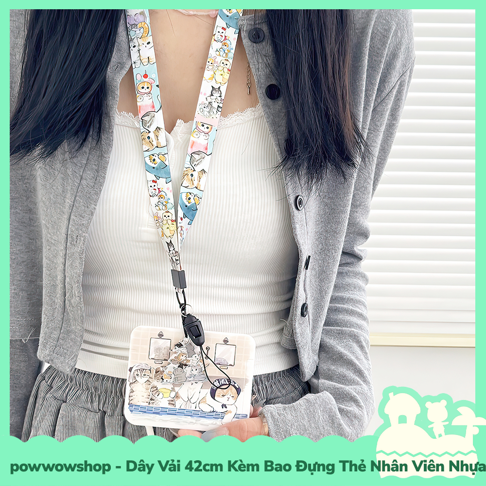 Dây Đeo Kèm Bao Đựng Thẻ Nhân Viên Ngang Nhựa ABS Phong Cách Nhân Vật Hoạt Hình Funny Cat School