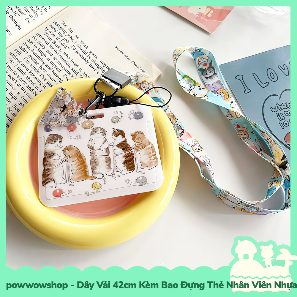 Dây Đeo Kèm Bao Đựng Thẻ Nhân Viên Ngang Nhựa ABS Phong Cách Nhân Vật Hoạt Hình Funny Cat School