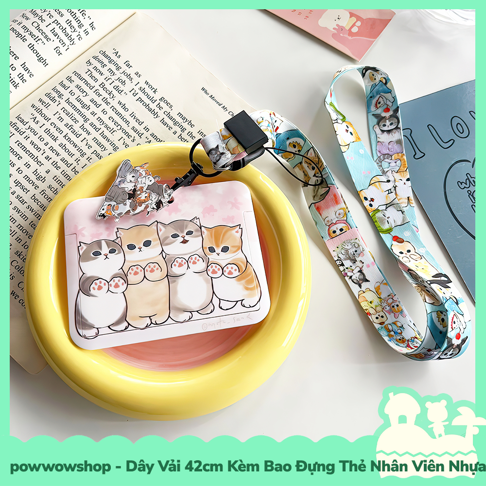 Dây Đeo Kèm Bao Đựng Thẻ Nhân Viên Ngang Nhựa ABS Phong Cách Nhân Vật Hoạt Hình Funny Cat School