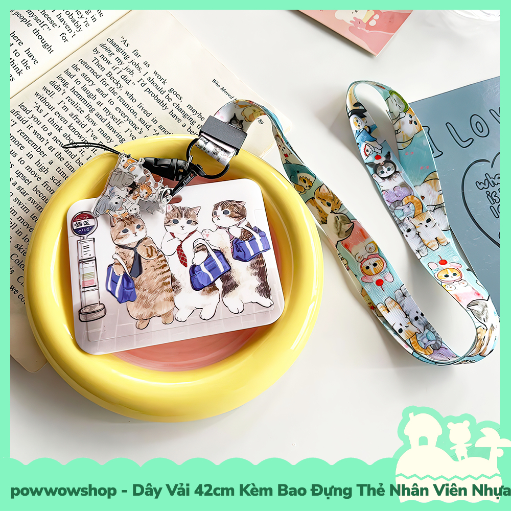Dây Đeo Kèm Bao Đựng Thẻ Nhân Viên Ngang Nhựa ABS Phong Cách Nhân Vật Hoạt Hình Funny Cat School