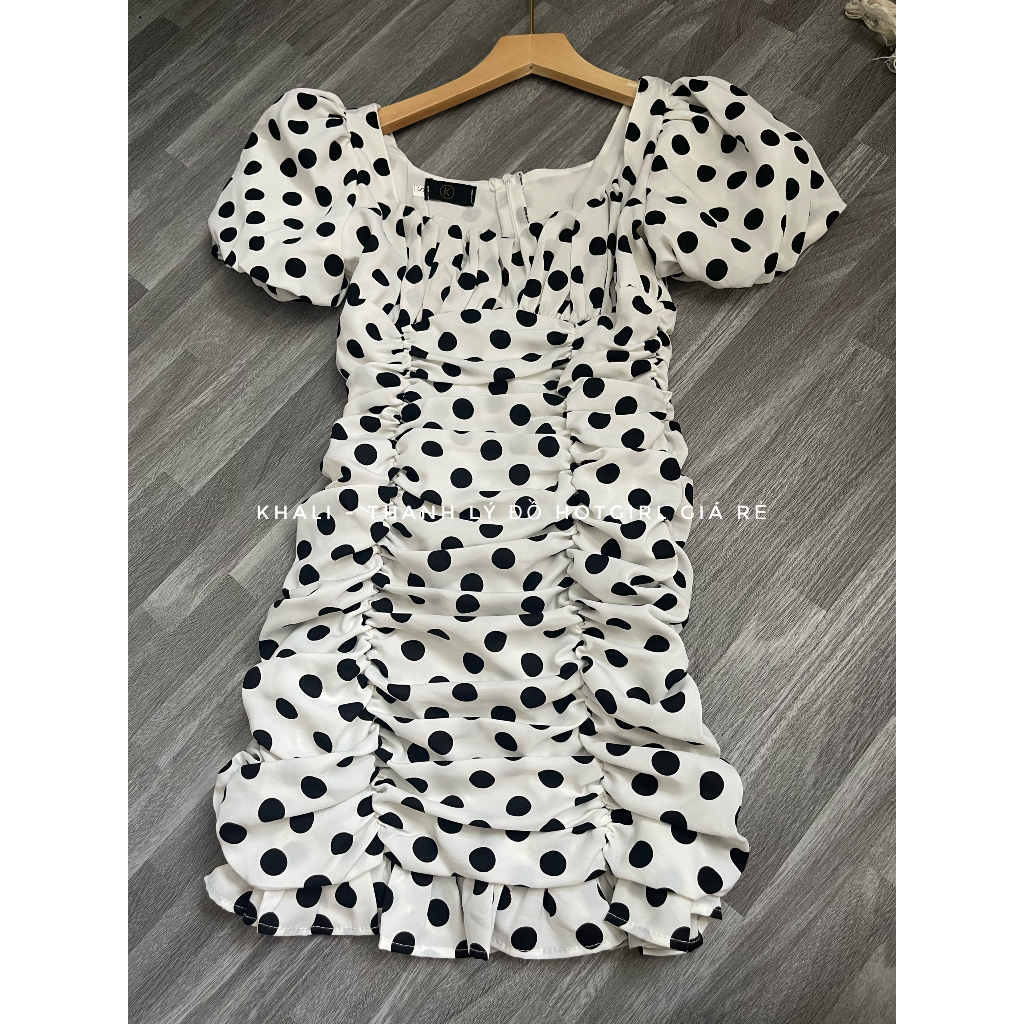 Váy nhung cổ bèo + Váy chấm bi thiết kế
