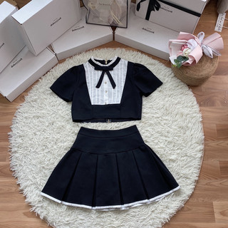Set áo chân váy cổ phối nơ 228