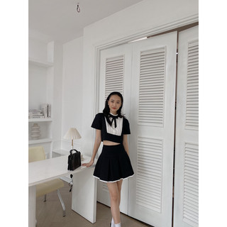 Set áo chân váy cổ phối nơ 228