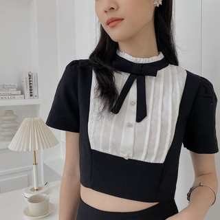 Set áo chân váy cổ phối nơ 228