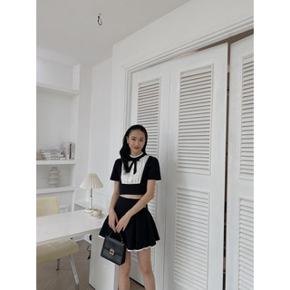 Set áo chân váy cổ phối nơ 228