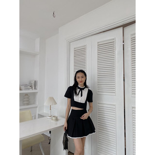 Set áo chân váy cổ phối nơ 228