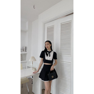 Set áo chân váy cổ phối nơ 228