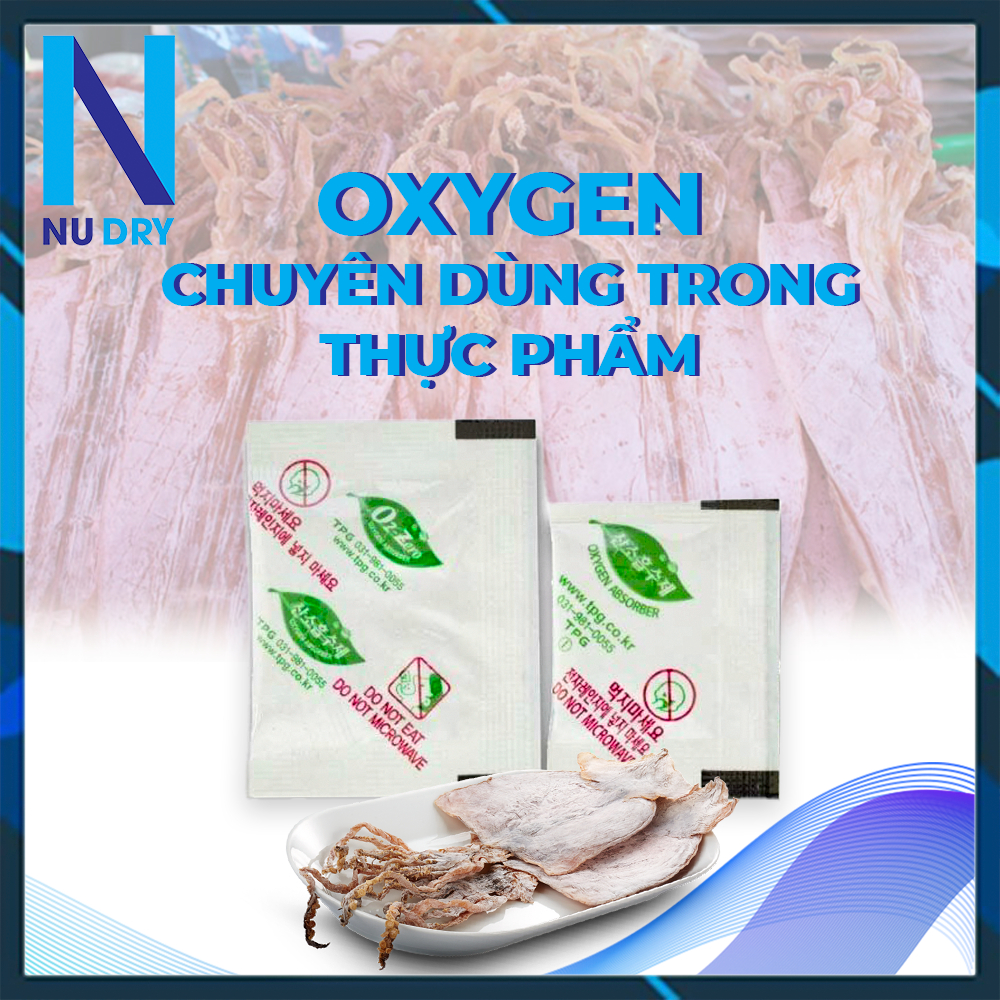 Gói hút ẩm cho Thực phẩm, dùng cho Bánh Trung Thu,các loại bánh, cá khô, chống ôi thiu túi hút khí oxy 60cc - NU DRY