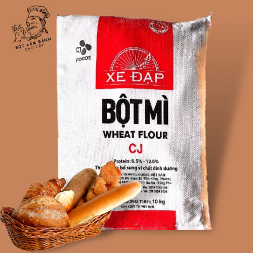 Bột mì đa dụng Xe Đạp loại 10kg, Bột mì Hàn Quốc  làm bánh mì, bánh bao, mì sợi, tôm gà tẩm bột..