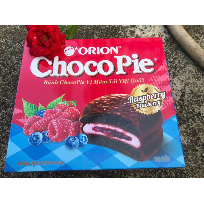 Bánh Chocopie Orion ,blubery ,vi xoài thơm ngon hộp 12 bánh  396g.