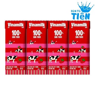 Sữa tươi tiệt trùng Vinamilk hương Dâu hộp 180ml (4 hộp) "GIÁ BÁN ĐÃ TRỪ KHUYẾN MÃI"