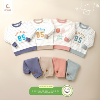 (9-36M) Bộ dài tay cài vai nỉ nhung Moon dày ấm M2003