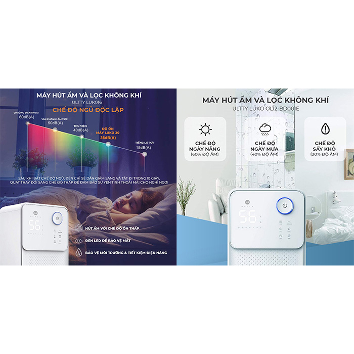 Máy hút ẩm và lọc không khí Xiaomi Ultty LUK016 - Công ty -  BH 24 Tháng