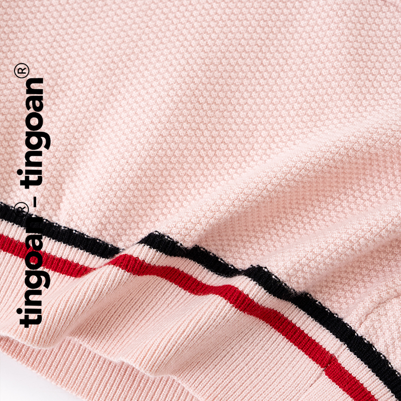 TINGOAN® -  Áo len xù cổ tròn túi zúm ngực dáng lửng có 2 line viền áo hồng MIMI TOP/PK