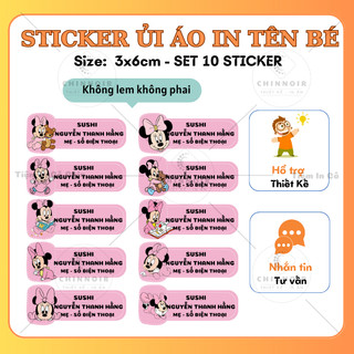 Sticker mickey ủi áo in tên bé - set 10 miếng - tiệm in cô chin