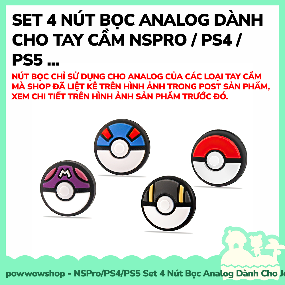 NSPro/PS4/PS5/Xbox Set 4 Nút Bọc Dành Cho Analog Tay Cầm Controller Pocket Monster Ball