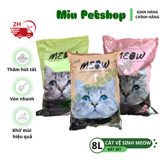 Cát vệ sinh cho mèo Meow Cat 8L hương cà phê, Cát vệ sinh cho mèo khử mùi, vón cục