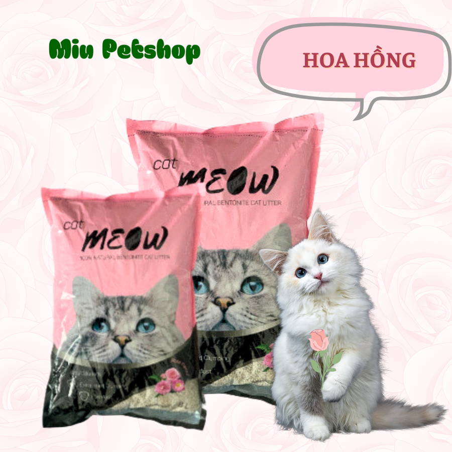 Cát vệ sinh cho mèo Meow Cat 8L hương cà phê, Cát vệ sinh cho mèo khử mùi, vón cục