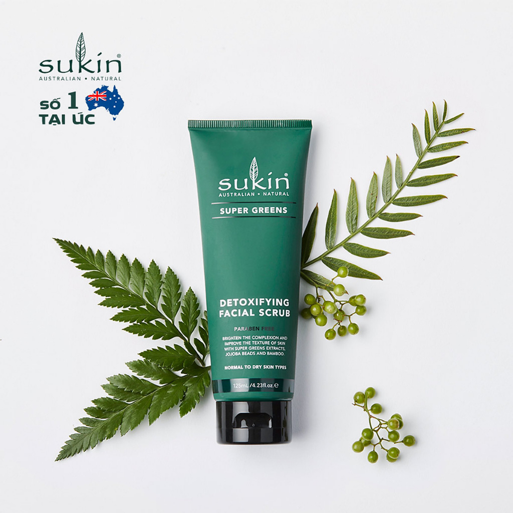 [HSD T6/2024] Kem tẩy tế bào chết thải độc dành cho da mặt Sukin Super Greens Detoxifying Facial Scrub 125ml - HANA