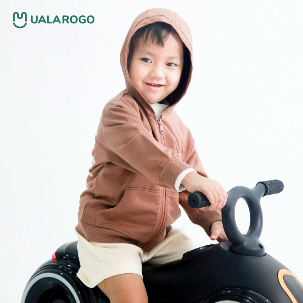 Áo khoác cho bé Ualarogo 1 - 5 tuổi vải Cotton nỉ có mũ giữ ấm thoáng khí mềm mại 3671